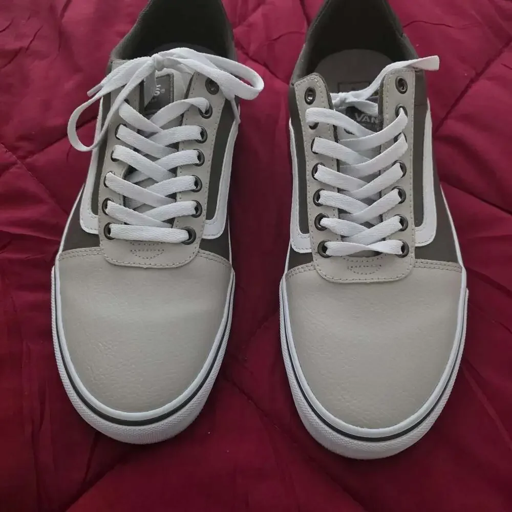 Vans Ward Deluxe Tumble Leather Skate Shoes Brown Beige Size 11